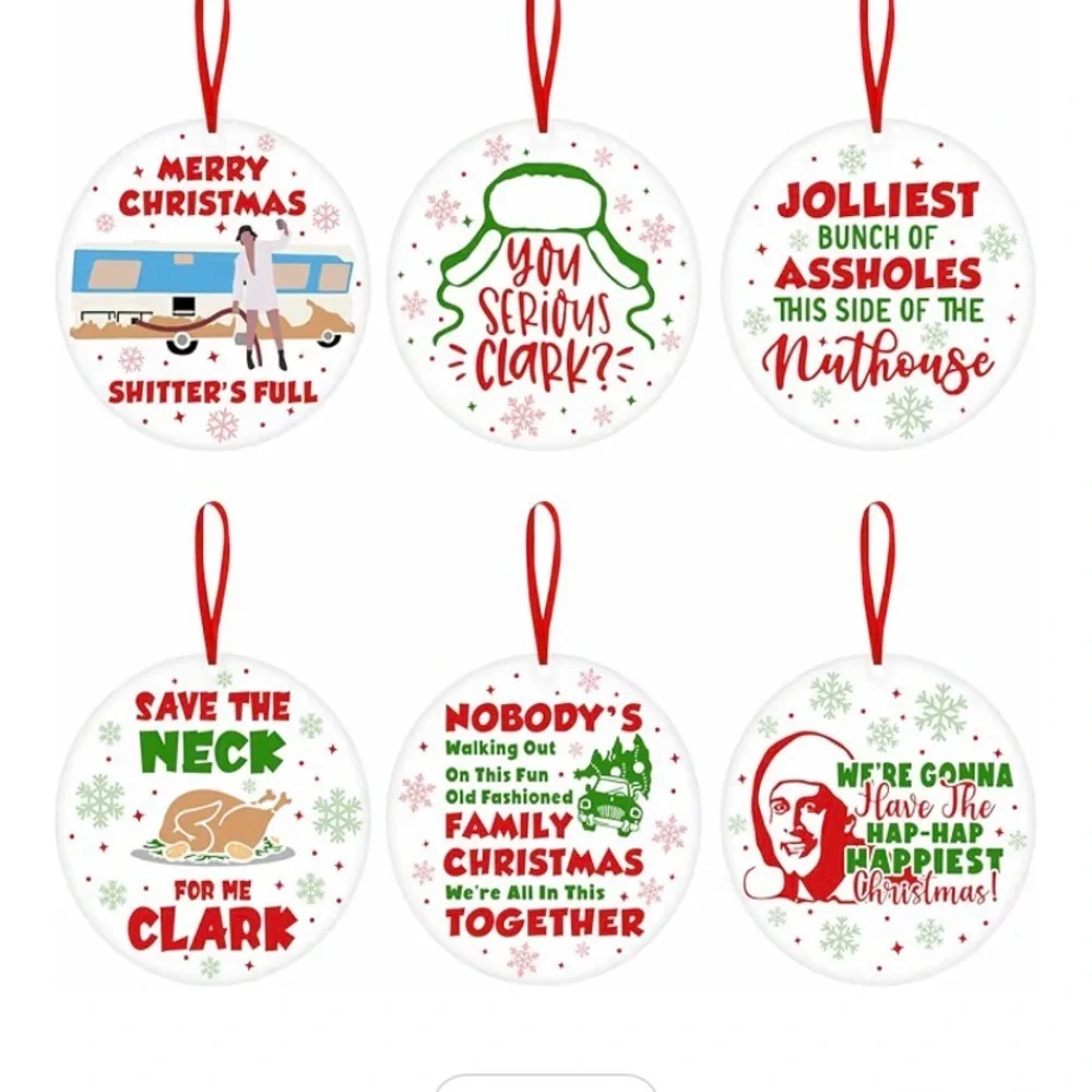 Christmas Vacation Themed Ornament Set/ 6 ornaments